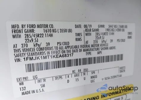 2019 Ford Expedition Max Platinum from USA, damaged, VIN 1FMJK1MT1KEA68317